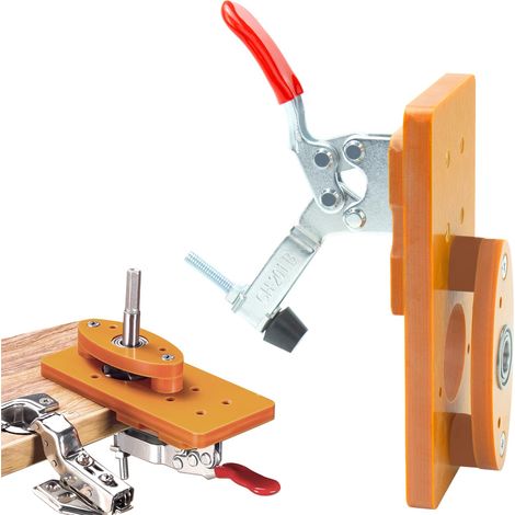 Gabarit de Perçage Charnière 35 mm, Gabarit de Perçage pour Charnières Dissimulées, Perforateur de Trou Avec Double Pince, Kit Complet Pour Portes D'Armoires Et Menuiserie Diy (1/5)