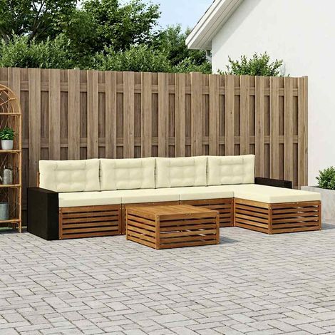vidaXL Outdoor-Sofagarnitur 6 pcs Natur und Creme 79 x 79 x 37 cm (1/5)