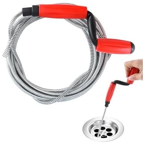 Abflussreinigungsspirale, 5 m × 6 mm, professionelles spiralförmiges Handkurbel-Werkzeug zur Toilettenreinigung, geeignet für Küchenspülen und Badezimmerrohre - (1/5)