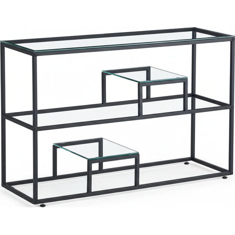 Console métal plateau transparent 120x40x80 cm ROMY (1/5)