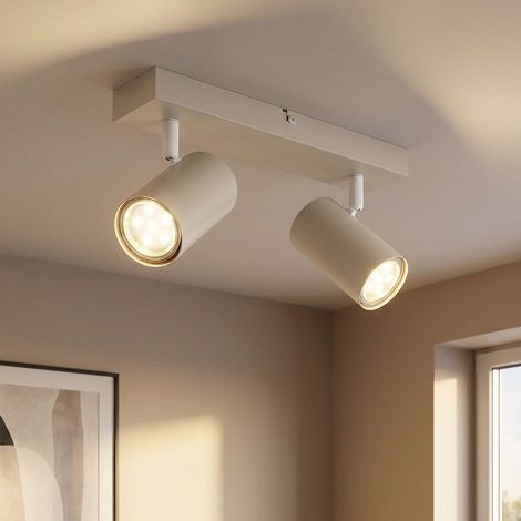 Plafoniera Lampada da soffitto Lampada da soggiorno Metallo color sabbia ruotabile L 26 cm