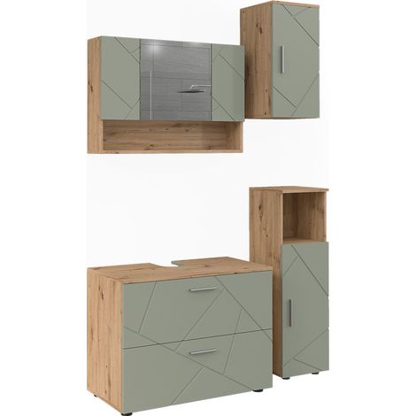 Meubles bain Irma, Vert sauge, 4 pièces, Vicco
