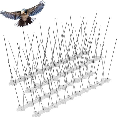 Lot de 4 pics à oiseaux pour pigeons, 1 m en acier inoxydable, répulsif durable pour oiseaux et chats, clôture murale de sécurité anti-escalade (1/5)