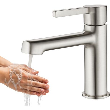 ALITA Laveo BVA322D Rubinetto per lavabo da appoggio in argento con tappo (1/4)