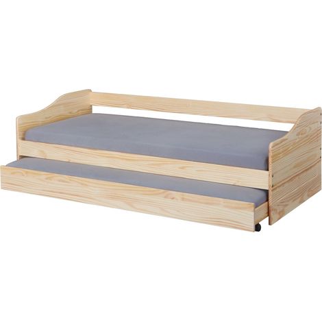 Leonie23 Bett 90x200cm mit 1 ausziehbares Bett natur.