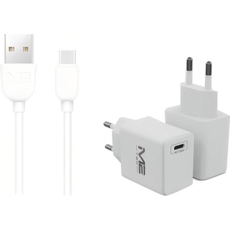 Chargeur USB-C blanc 15 W 3 A avec câble USB-C de 100 cm - Compatible avec iPhone, Samsung, Xiaomi, Huawei, tablettes et batteries externes (1/4)