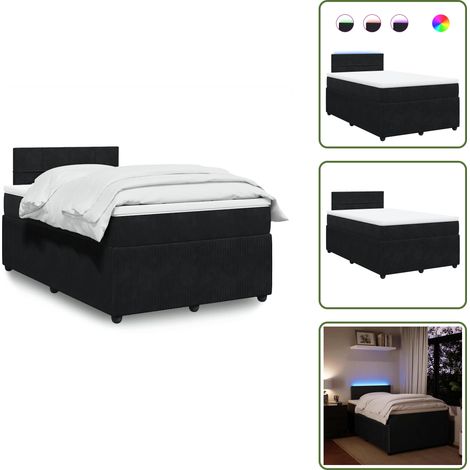 The Living Store Boxspringbett mit Matratze Schwarz 120x190 cm Samt - Matratze (1/5)