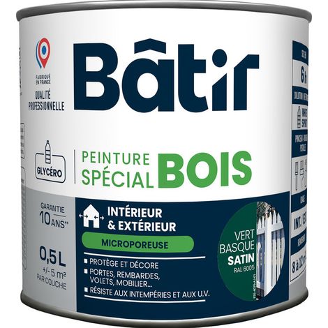 Peinture Bois Satin Vert Ral 6005 Finition Satinée, Haute Durabilité Pour Bois - Batir Peintures