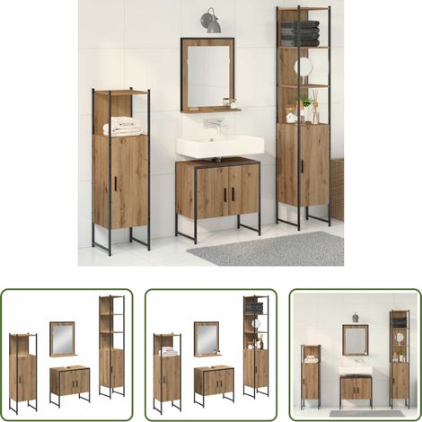 vidaXL Speicher - Badezimmermöbel Set mit Speicher 4 pcs Braun 33 x 33 x 185.5 cm (1/5)