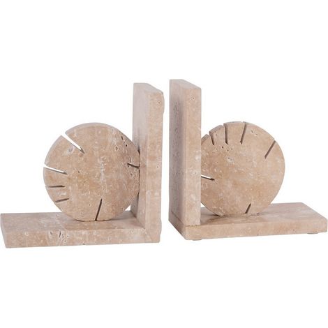 Catania Travertine Bookends - Marble - L8 x W31 x H15 cm - Taupe