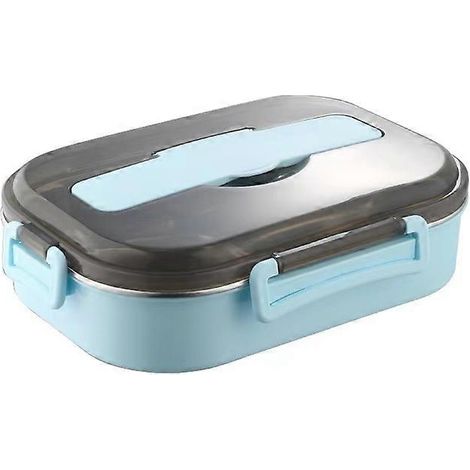 Boîte à lunch en acier inoxydable 304 avec compartiments, boîte à lunch Bento à 4 compartiments adaptée aux adultes, boîte à lunch isotherme en acier inoxydable avec cuillère et baguettes (D- (1/3)