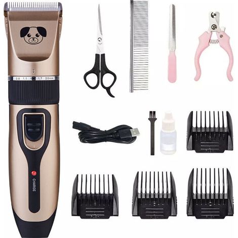 Tondeuse pour chien rechargeable standard + ciseaux + peigne + lime + coupe-ongles- (1/5)