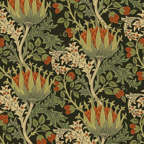 Papier Peint Feuillage Vert Papier Peint Adhesif Fleur Noir Vintage Tropicale Mural Papier Adhésif pour Meuble Chambre Armoire Rouleau Adhesif Decoratif Salon Salle de Bain 44.5cm×300cm (1/5)