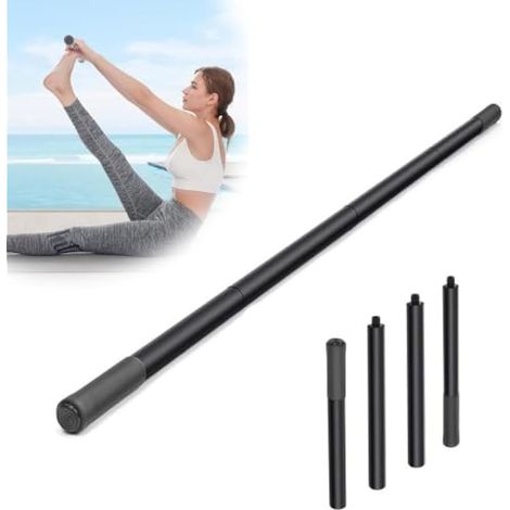 Barre de Yoga 151 cm, Baton de Correction de Posture Portable Yoga Stick Antidérapant avec Poignée Antidérapante, Baton de Fitness Bar Réglable pour Pilates Musculation le Home Gym (1/5)