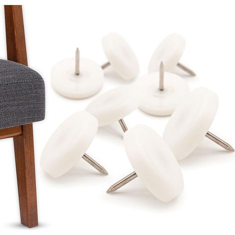 Patins de Meubles en Plastique avec Clou Rond, 8 pièces en Blanc, 20 mm Ø, 5 mm d'épaisseur, Patins de chaises avec Clou, Patins en Plastique pour chaises de Jardin (1/5)