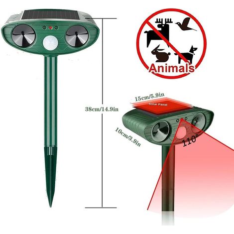 Répulsif Chat Ultrason, Repulsif Chat Solaire & Répulsif Animaux, Étanche Repulsif Chat Exterieur avec Détecteur pour Chats Chiens Souris Ratons Animaux de Jardin (1/4)