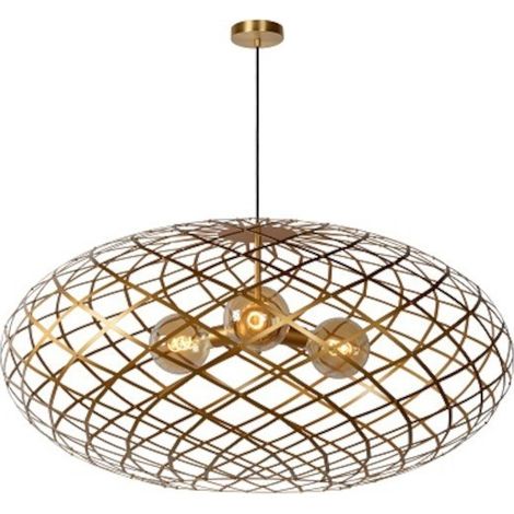Suspension moderne métal laiton Lucide Wolfram 3xE27 (1/5)