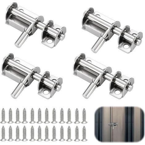 4 pièces Fermeture Porte,Verrou Porte Interieure Loquet Exterieur Portail De Coulissante Pontet de Garage Portillon Crochet Exterieure Door Lock targette Fenetre Verrous Chambre Bois Placard Verrou (1/5)