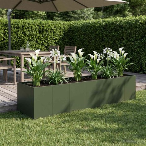 vidaXL Cache-pot de jardin Vert olive 280 x 80 x 60 cm (1/5)
