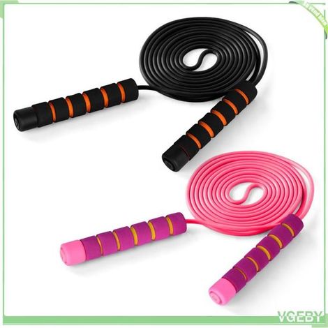 Corde à sauter - FAFEICY - Réglable - Poignées mousse - Longueur 3,0 m - Rose et noir (1/5)