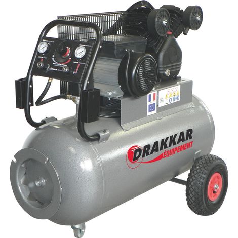 DRAKKAR EQUIPEMENT - Compresseur à courroie 100L 9 bar 3CV tête en V 230V avec tableau de contrôle - 11210