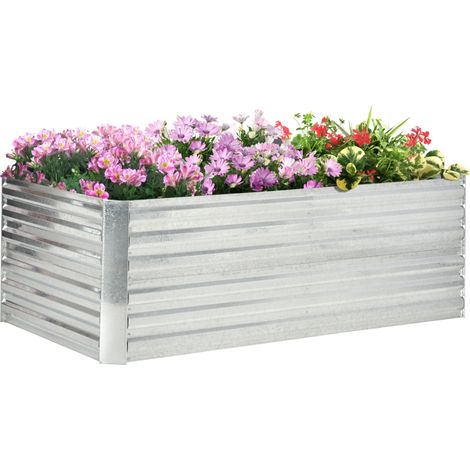 Carré potager de jardin rectangulaire tubes de renforcement acier galvanisé 180 x 90 x 59 cm (1/4)