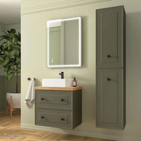 Waschtischunterschrank Renoir 600 Green Forest mit 2 Schubladen wandhängend (1/4)
