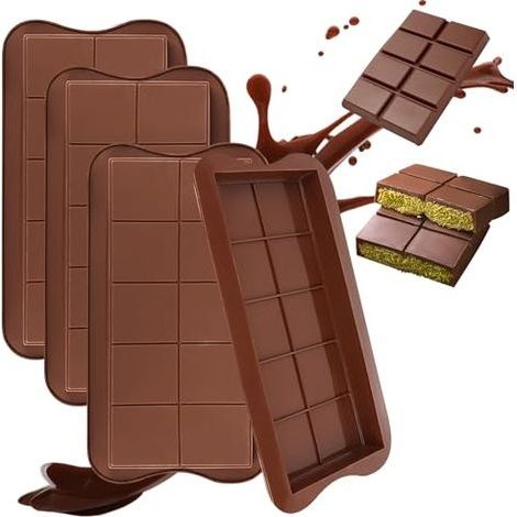 Moule Tablette Chocolat, 4 Pièces Moules à Chocolat en Silicone Moule à Tablette de Chocolat Profond, Moule Chocolat de 10 Cavités pour Chocolat, Praline, Bonbons (1/5)