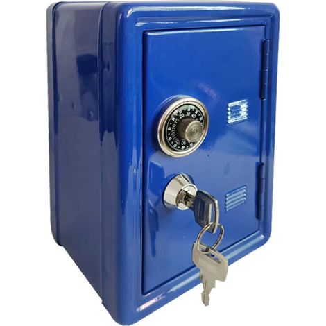 Boîte À Argent - Boîte À Épargne En Fer - Pour Enfants - Forme De Coffre-Fort - Bleu - 12 x 10 x 18 cm - 1 Pièce (1/5)