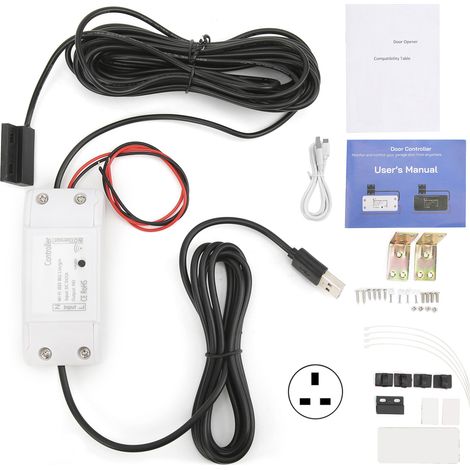 Interrupteur de porte de garage WiFi DC5V 1A avec télécommande APP USB, compatible Tuya et commande vocale Google Home, prise UK 100-240V (1/5)