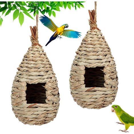 Lot de 2 Nids à Suspendre en Fibres Naturelles pour Oiseaux et Petits Animaux (1/5)