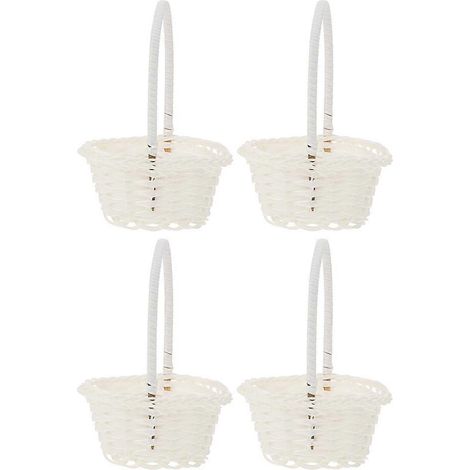 Lot de 4 paniers de rangement tressés pour demoiselles d'honneur ou cadeaux de mariage-15X10CM-White-1 (1/3)