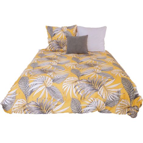Parure de lit 2 places en microfibre motif tropical ADELANTO (1/5)