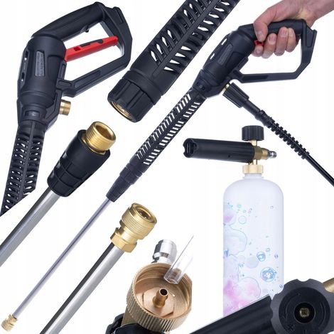 Pistola Alta Pressione Pro Clean Gun PCG1 Set – Lancia + Schiumogeno Rosfix 1000ml  Pressione Max 4000 PSI  Compatibile con Idropulitrici M22x1,5