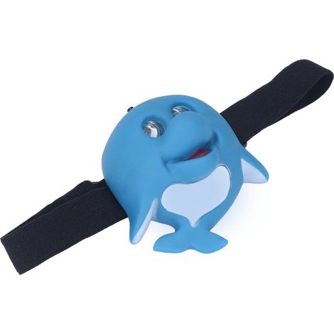 Kinder-Stirnlampe in Delfinform, blau, aus umweltfreundlichem Kunststoff, 2 Leuchtmodi, tragbar, batteriebetrieben, für den Außenbereich (1/5)