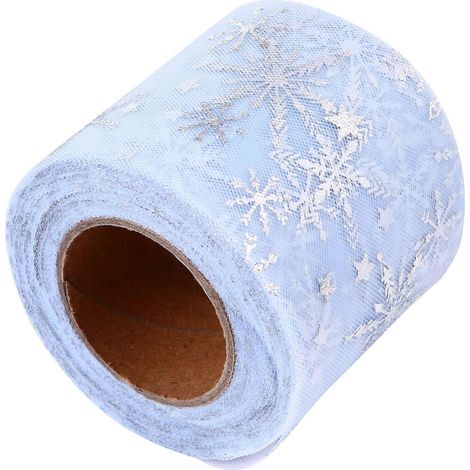 1 rouleau de tulle flocon de neige, rouleau de gaze de Noël, ruban flocon de neige, gaze d'emballage (1/3)