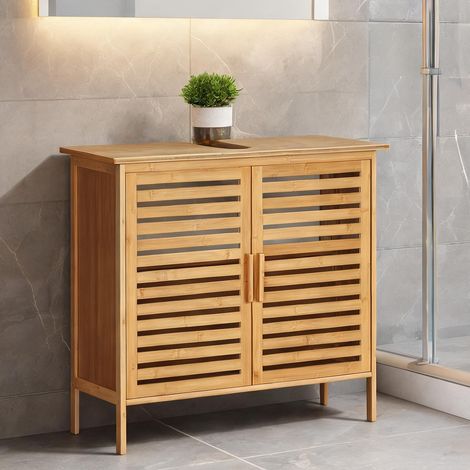Meuble de salle de bain bois naturel en bambou 66 x 29 x 61,5 cm (1/5)