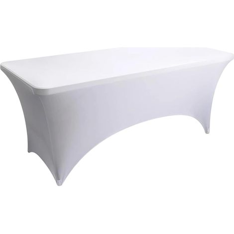 Nappe de Table Extensible Rectangulaire Lavable Élastique Spandex Table Cocktail Classic pour Bar Table de Banquet de Cocktail de Mariage Décoration (Blanc,6FT:183x75x75cm) (1/5)