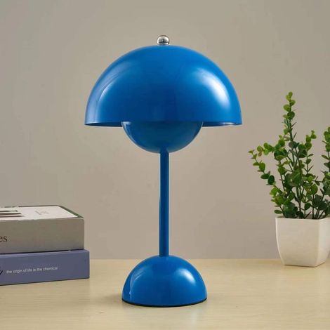 Lampe de bureau à LED en forme de champignon, bouton de fleur, rechargeable, trois lumières, réglable, économie d'énergie, pour la maison - bleu (1/5)