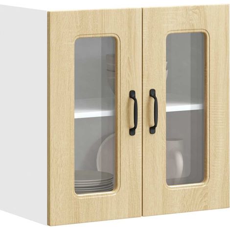 Küchen-Hängeschrank mit Glastür Kalmar Sonoma-Eiche Holzwerkstoff