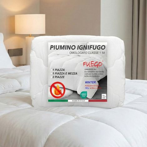 Piumino SINTETICO INVERNALE IGNIFUGO Antifiamma Made in Italy OMOLOGATO 1 PIAZZA E MEZZA