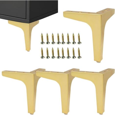 Set di 4 piedini per mobili moderni in metallo a forma triangolare di diamante, 13 cm, per armadio, divano, sedia, pouf (oro)