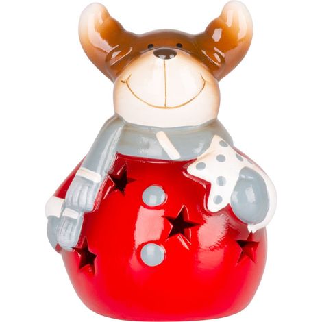 Weihnachtsdekoration MagicHome, lächelndes Rentier, LED, Terrakotta, 8,5x8,2x12,5 cm (1/4)