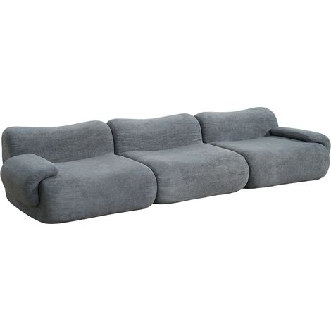 Canapé compressé 4 places en velours gris POOLE (1/5)
