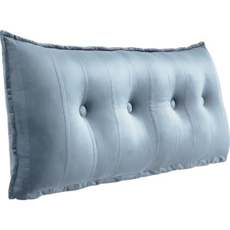 VERCART Cuscino da letto decorativo grande, cuscino da lettura con bottoni, cuscino per il corpo per chi dorme di lato, velluto grigio, 120 x 8 x 50 cm (1/5)