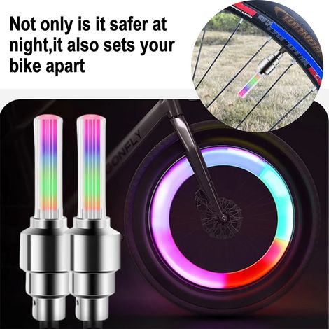 2 Tappi Copri Valvola con LED multicolor per Ruota Bici Auto Moto (1/5)