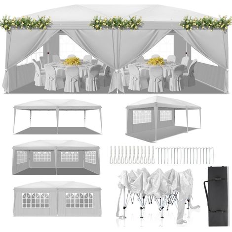 Faltpavillon 3x6m Pop-up wasserdicht UV-Schutz 50+ mit 6 Seitenteilen (1/5)