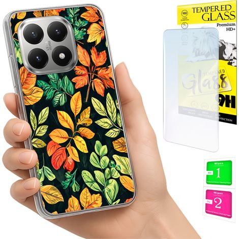 Coque pour Xiaomi 15T avec motif photo et feuilles, verre trempé 9H (1/5)