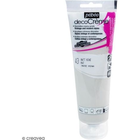 Peinture acrylique - PEBEO - DecoCrème - Blanc Mine - 120 ml - Finition Mat