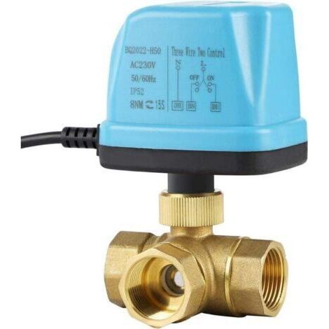 Vanne Motorisee 3 Voies Vanne à Bille MotoriséE Dn20 3/4 Pouces Ac 230v Electrovanne MotoriséE Vanne éLectrique Laiton Vanne De Zone , Bleu (1/3)